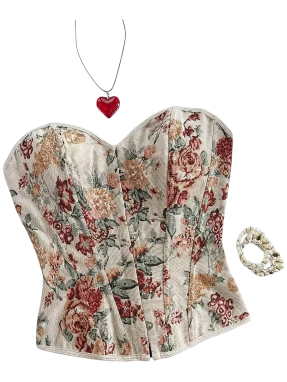 Shein Women's 1950s Vintage Retro Floral Jacquard Bustier, Palace sz Large